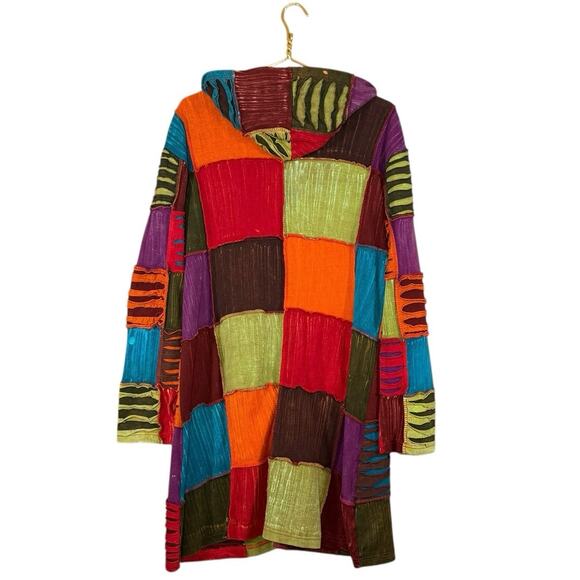 Greater Good Patchwork Jacket | Nepal Boho Hippie Festival Coat | 2X - Picture 6 of 10